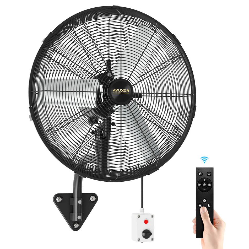 20'' AVUXOR Outdoor Wall Mount Fan, 4 Speed Oscillating Wall Fan with All Sealed Brushless DC Motor, Heavy Duty Industrial Fans, Waterproof Fans