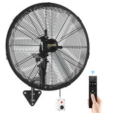 24'' AVUXOR Outdoor Wall Mount Fan, 4 Speed Oscillating Wall Fan with All Sealed Brushless DC Motor, Heavy Duty Industrial Fans, Waterproof Fans