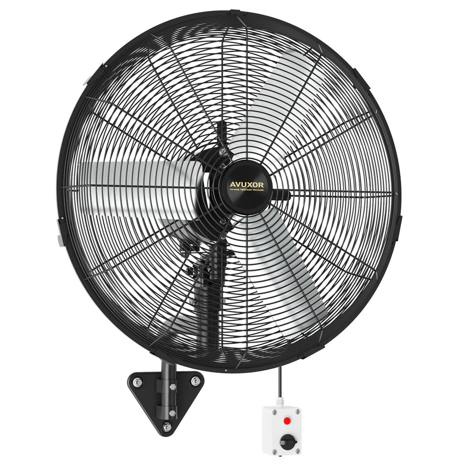 24'' AVUXOR Outdoor Wall Mount Fan, 4 Speed Oscillating Wall Fan with All Sealed Brushless DC Motor, Heavy Duty Industrial Fans, Waterproof Fans