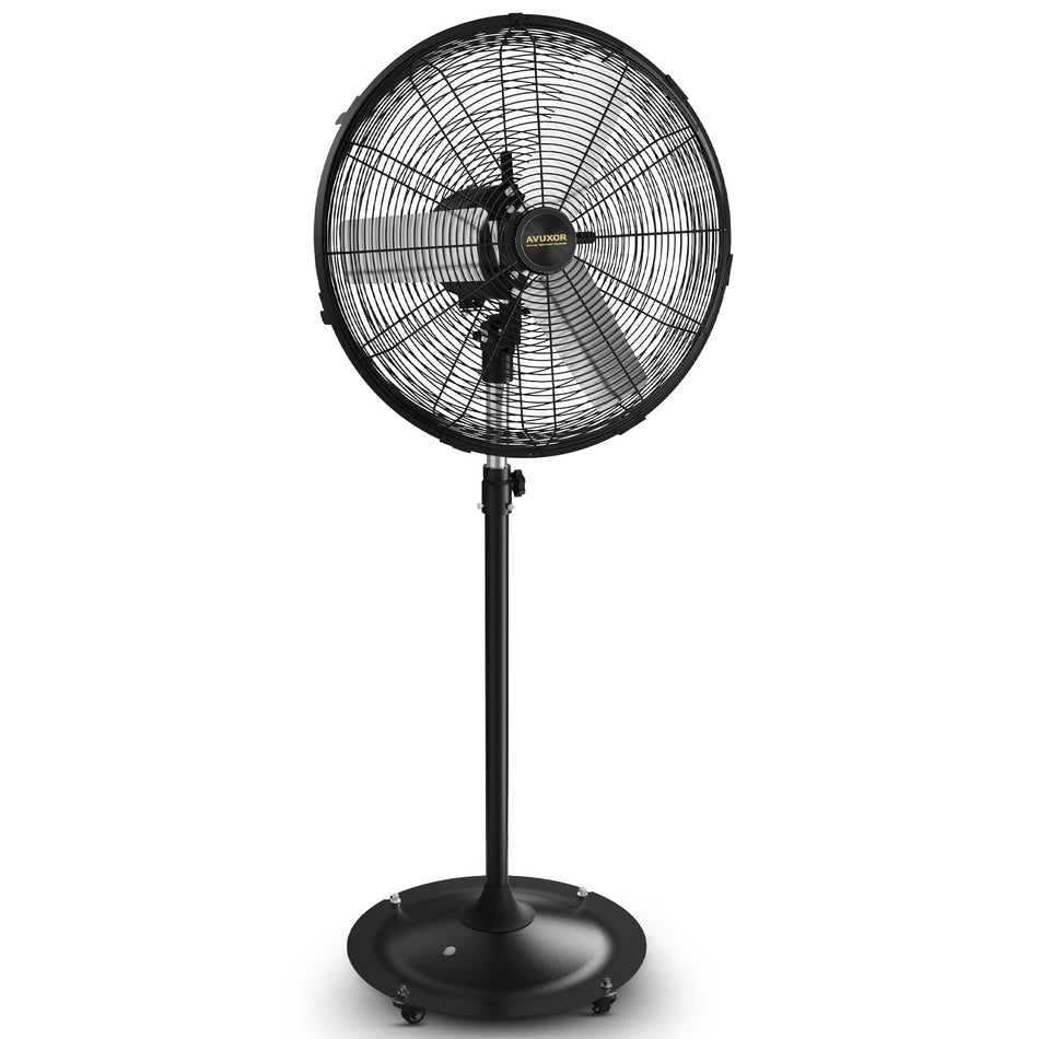 24'' AVUXOR Outdoor Pedestal Fan, 4 Speed Oscillating Pedestal Fan with All Sealed Brushless DC Motor, Outdoor Fans for Patios Waterproof, Heavy Duty Industrial Fan for Commercial, Garage, Warehouse, Factory