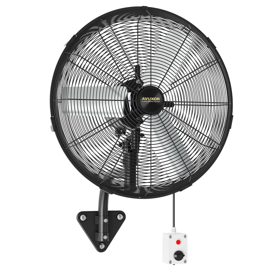 AVUXOR Outdoor Wall Mount Fan, 4 Speed Oscillating Wall Fan with All Sealed Brushless DC Motor, Heavy Duty Industrial Fans, Waterproof Fans